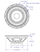 ToneSpeak Austin 1250 - 12" Guitar Speaker 50 Watt 8 Ohm Dimensions