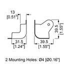 McBride GC-203B - Black 2 Legged Speaker Cab Corner Dimensions